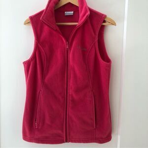 Columbia‎ pink fleece vest zip pockets woman’s size S